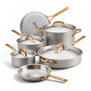 KitchenAid | Stonewash Stainless Steel 5-Ply Clad 10-Piece Cookware Set