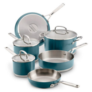 KitchenAid | Color-Finished Stainless Steel 3-Ply Base 9-Piece Cookware Set