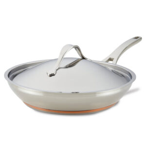 Anolon | Nouvelle Copper Stainless Steel 12-Inch Covered Frying Pan