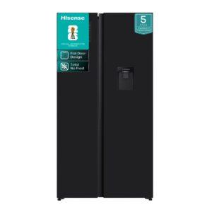 Hisense 541L No Frost Double doors Fridge with Water Dispenser-Glass Black